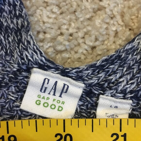 100% Cotton GAP Blue & White Heavy Knit Open Cardigan - Picture 10 of 16